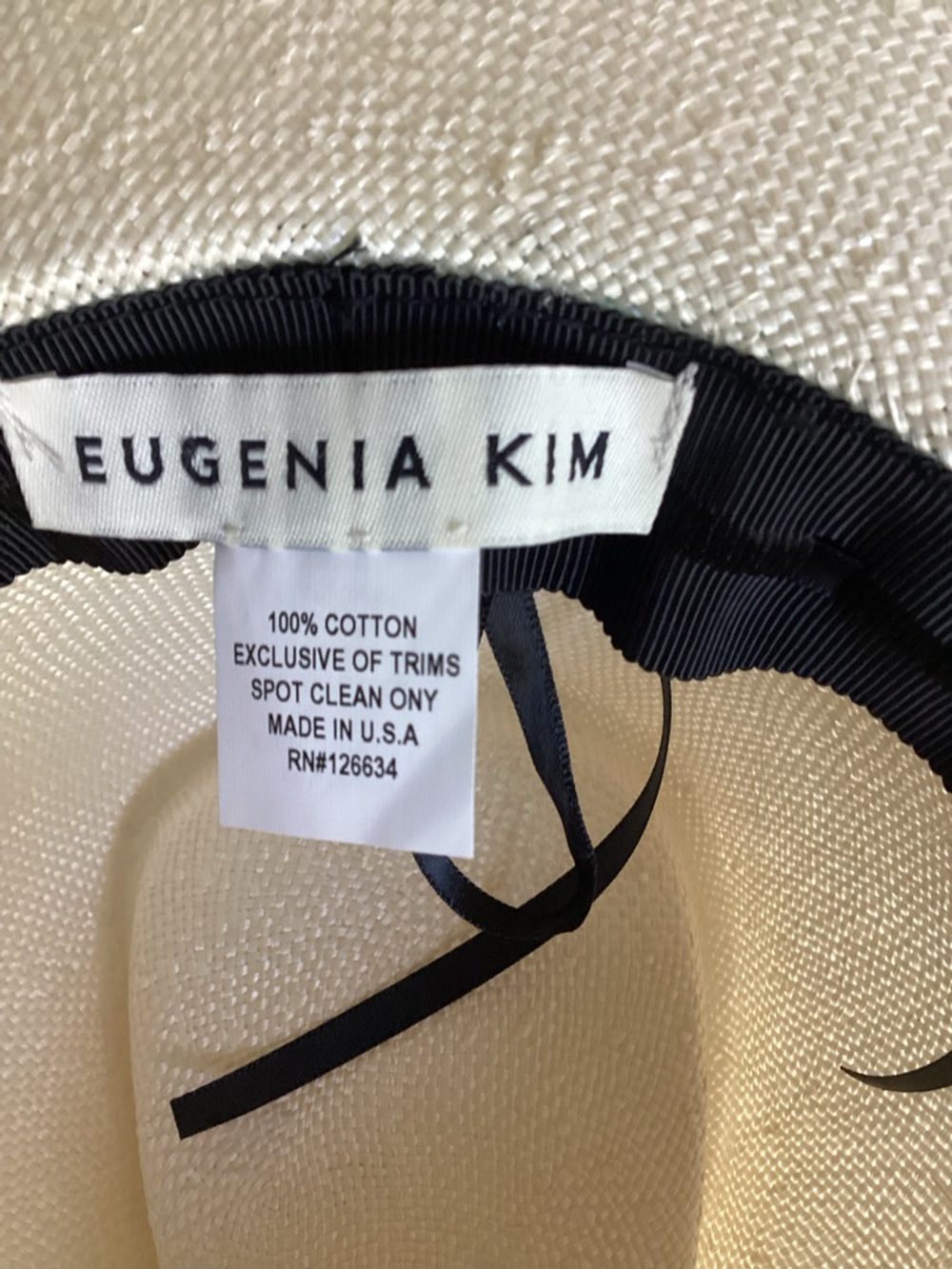 Eugenia Kim Wide Brim Straw Fedora Hat Beaded Band Resort Coastal Chic - Picture 8 of 15